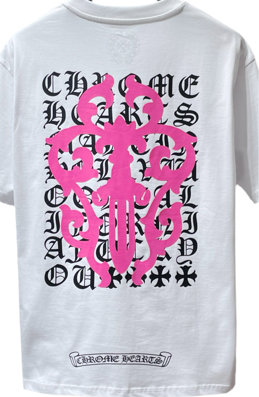 Chrome Heart White Tee Pink Sword