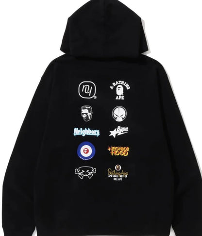 BAPE X NEIGHBOURHOOD RELAXED FIT PULLOVER HOODIE MENS black