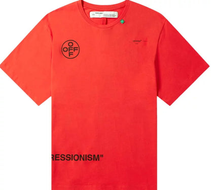 Off-White Impressionism Thin Diagonal Stencil Tee 'Red'