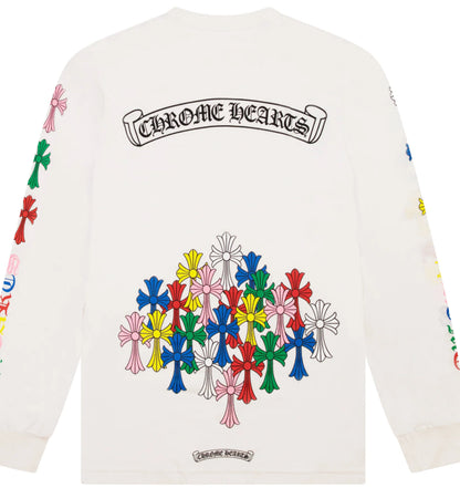 CHROME HEARTS MULTI COLOUR CROSS L/S TEE WHITE