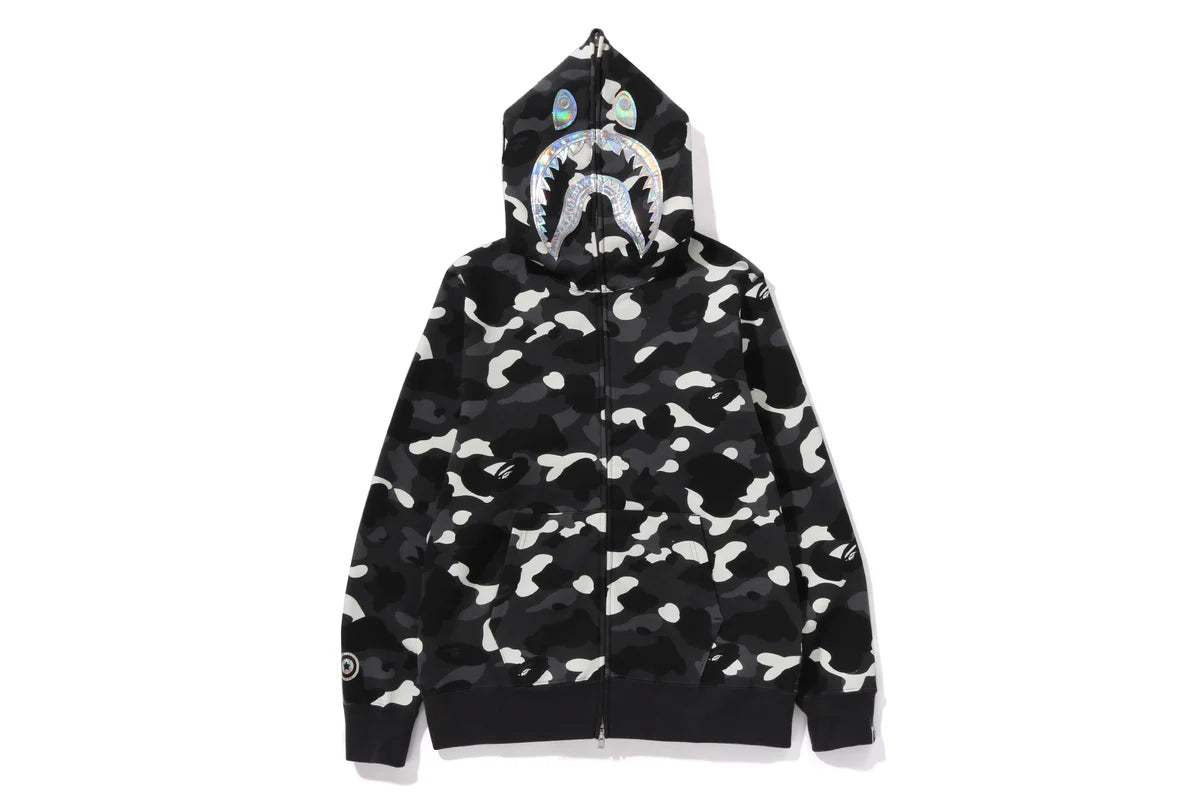 A BATHING APE MEN
SWEATSHIRT
CITY CAMO SHARK FULL ZIP HOODIE MENS BLACK