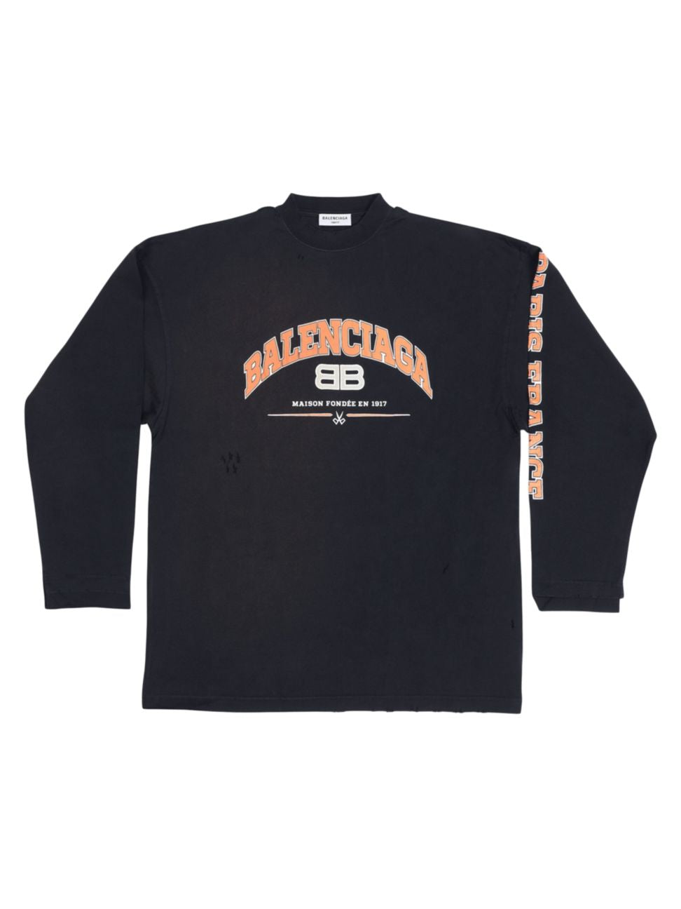 Balenciaga Maison Long Sleeve T-shirt Oversized In Black Orange White