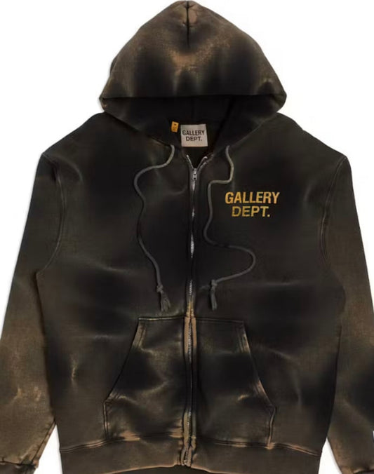 Gallery Dept. Zip Up Hoodie Men's Sun Faded Black