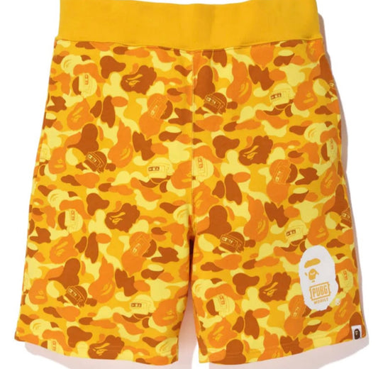 BAPE x PUBG Sweat Shorts Yellow orange