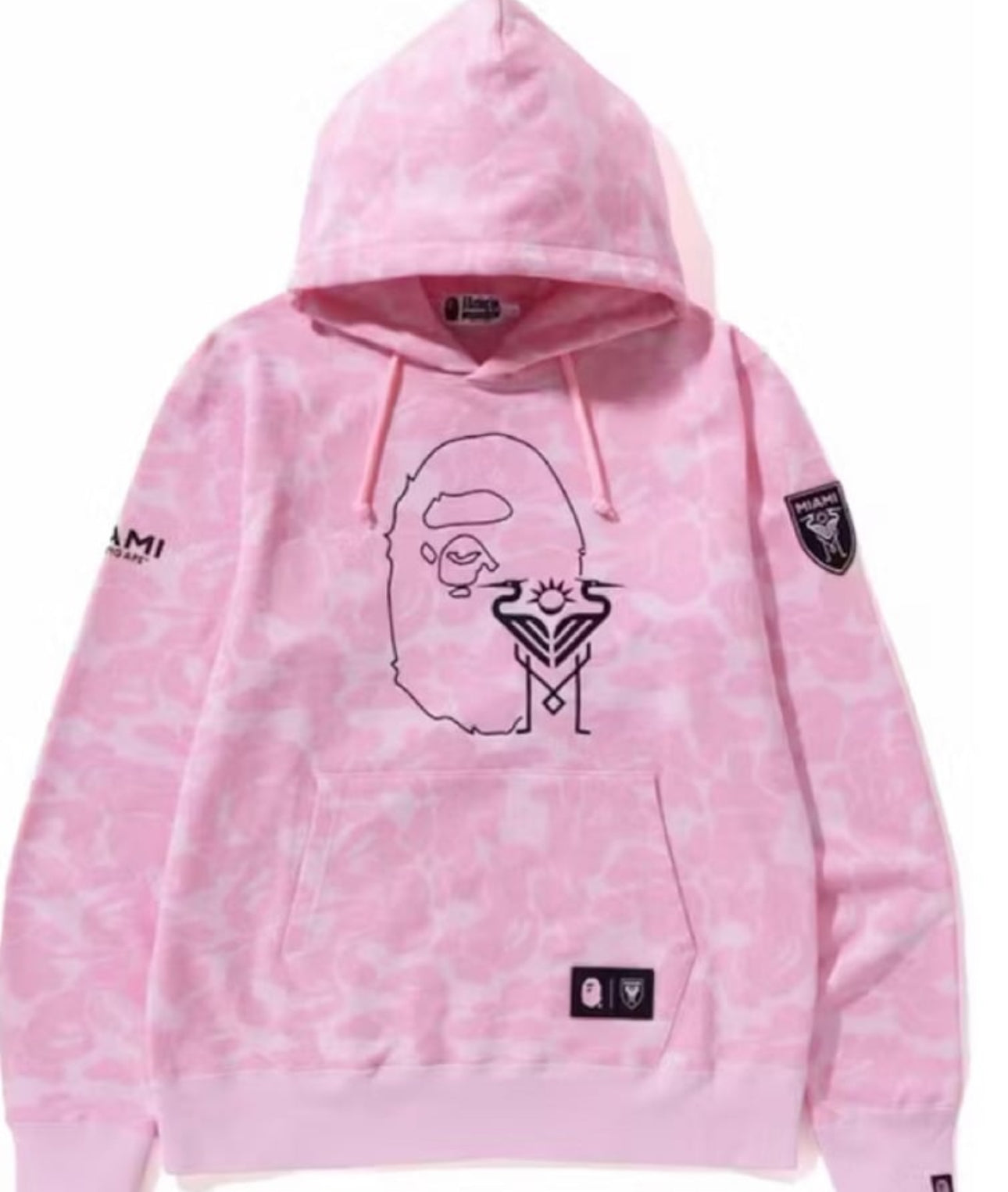 BAPE x Inter Miami CF Camo Pullover Hoodie Pink