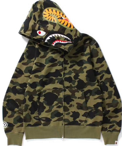 BAPE 1st Camo Shark Full Zip Hoodie Green