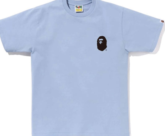 A BATHING APE LETTERED TEE Blue