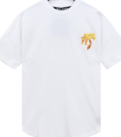 Palm Angels Burning Palm Printed Crewneck T-Shirt White