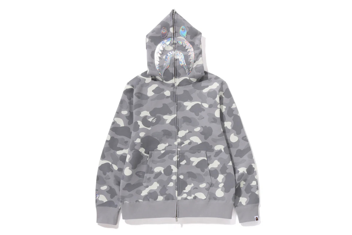 A BATHING APE MEN
SWEATSHIRT
CITY CAMO SHARK FULL ZIP HOODIE MENS GREY