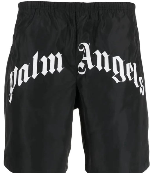 Palm Angels Logo Print Swimming Shorts Black