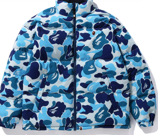 ABC CAMO REVERSIBLE DOWN JACKET RELAXED FIT BLUE PUFF COAT