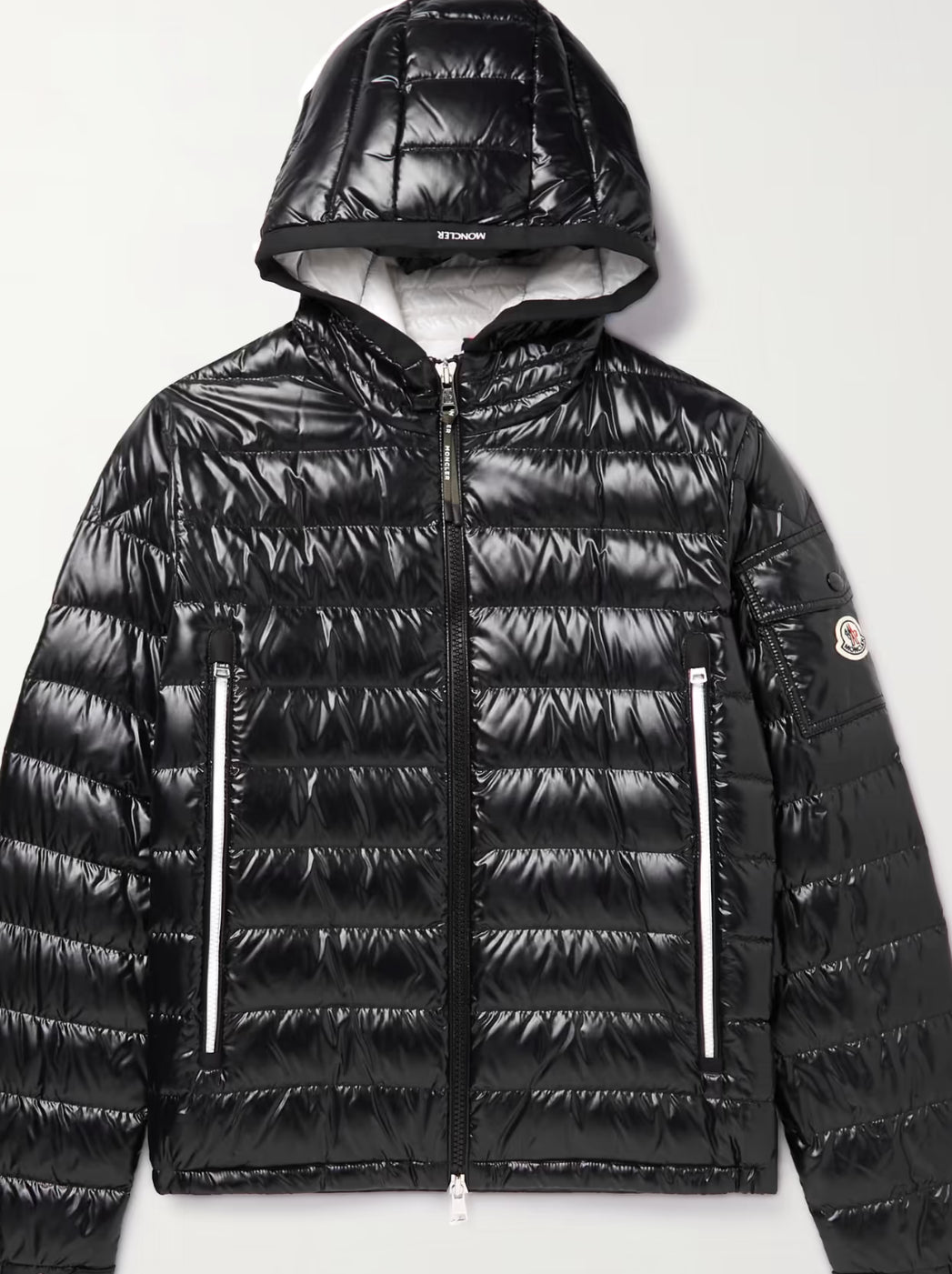 MONCLER
Galion Logo-Appliquéd Quilted Glossed-Shell Hooded Down Jacket