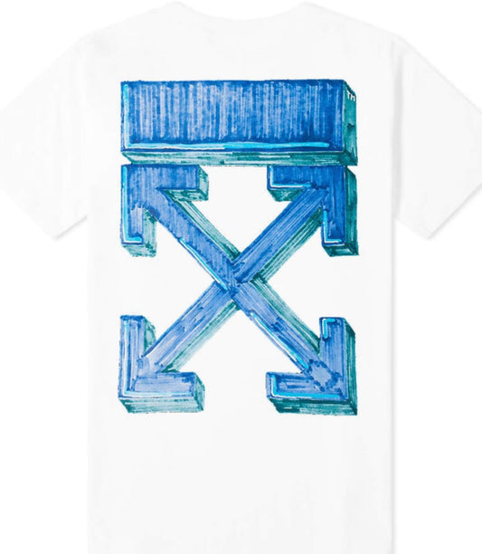 Off-White Marker Blue Arrows Oversized Tee White