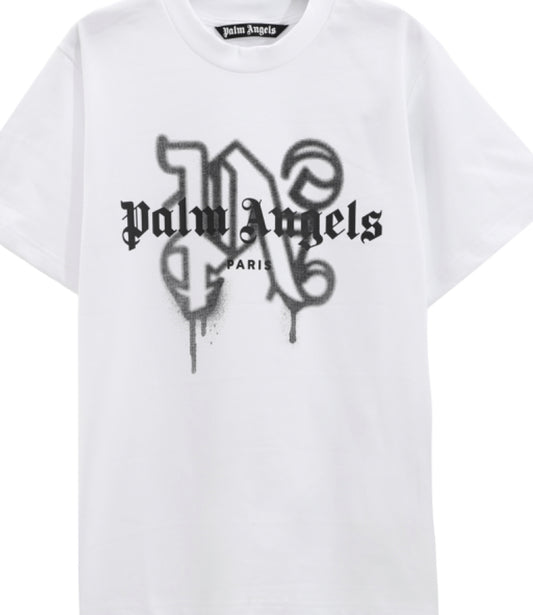 PALM ANGELS MONOGRAM SPRAY CITY T-SHIRT PARIS White Black