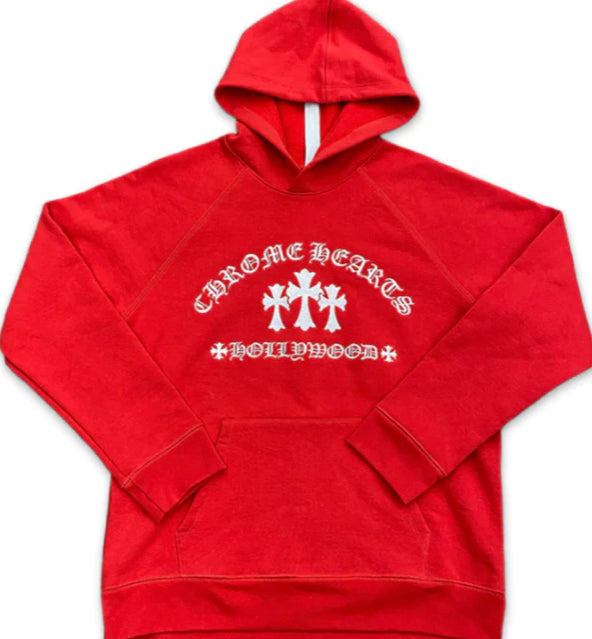 Chrome Hearts Embroidered Cross Hoodie red