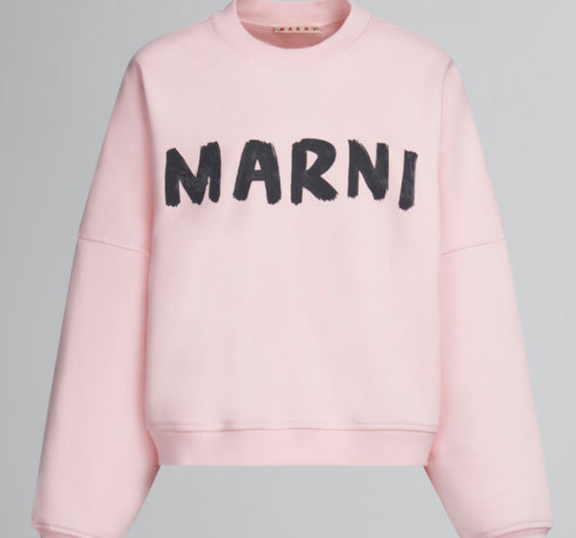 Marni sweatshirt in cotton with printed logo Pink