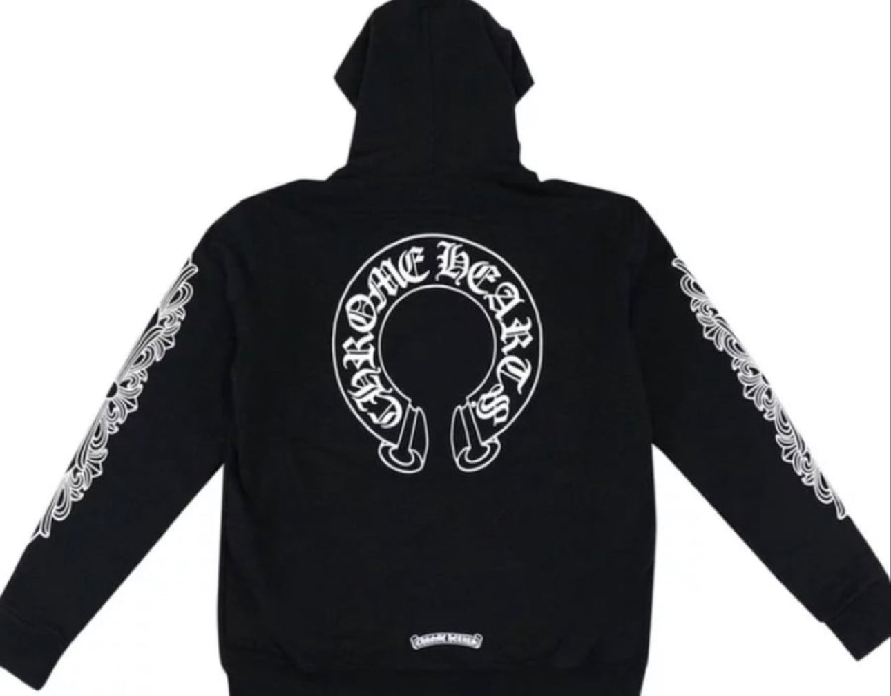 Chrome Hearts Horseshoe Floral Cross-Sleeve Zip Up Hoodie 'Black/White'