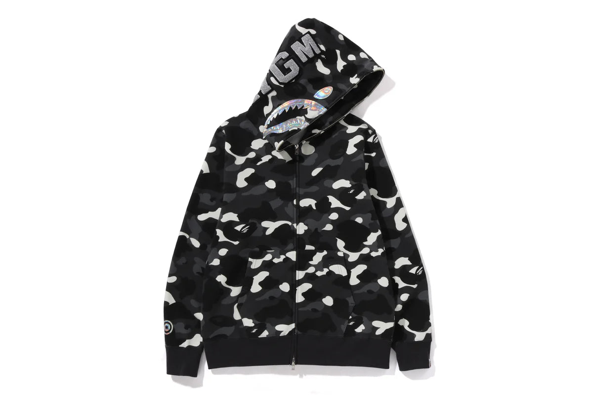 A BATHING APE MEN
SWEATSHIRT
CITY CAMO SHARK FULL ZIP HOODIE MENS BLACK