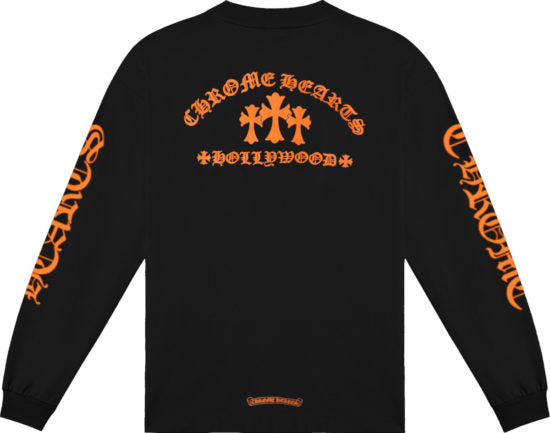 CHROME HEARTS
Black & Orange Triple Cross Long Sleeve T-Shirt