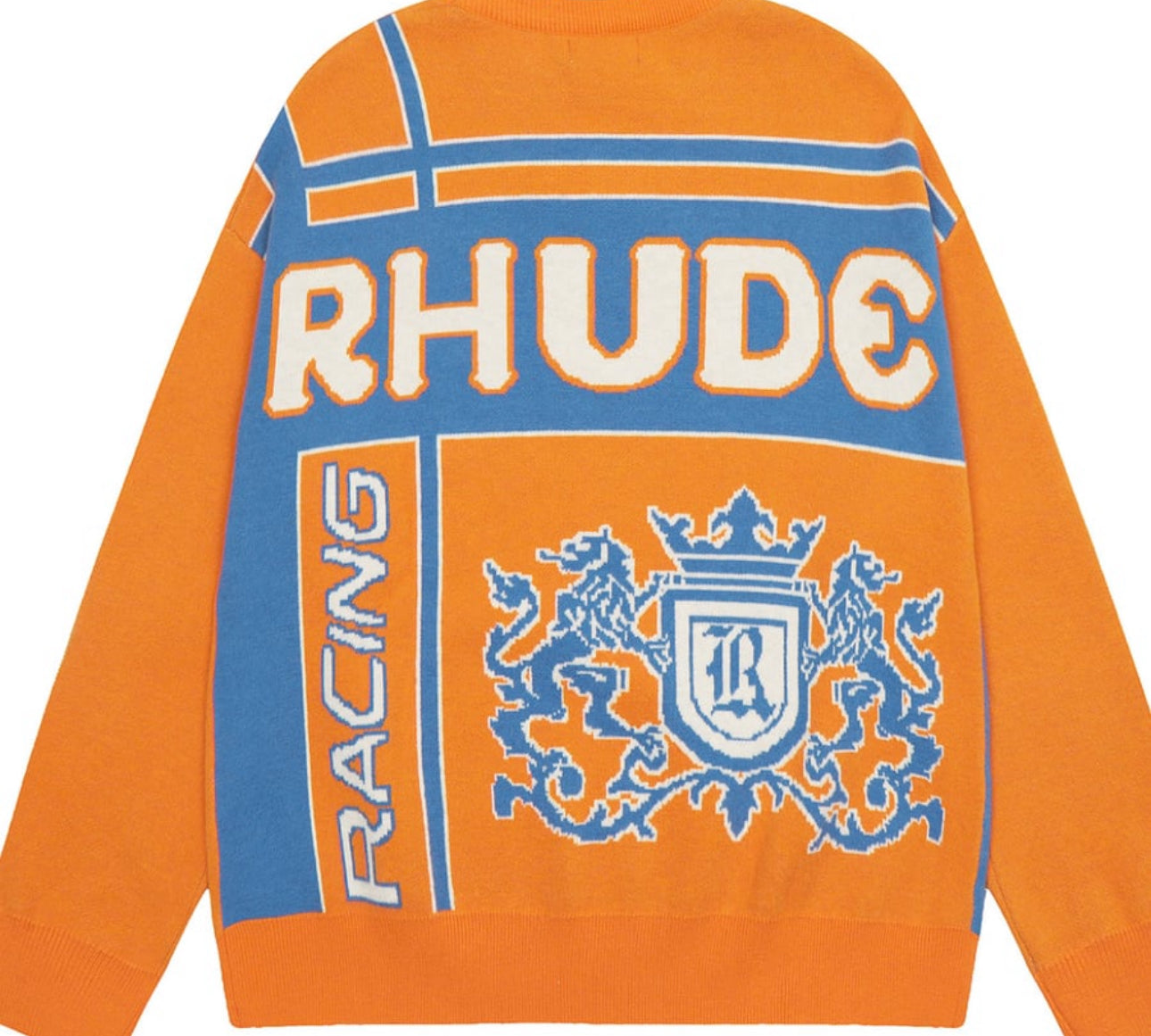 Rhude Palm Logo Wool & Cashmere Sweater Mustard Blue