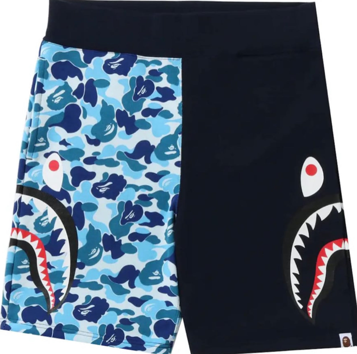 BAPE ABC Camo Side Shark Sweat Shorts Blue