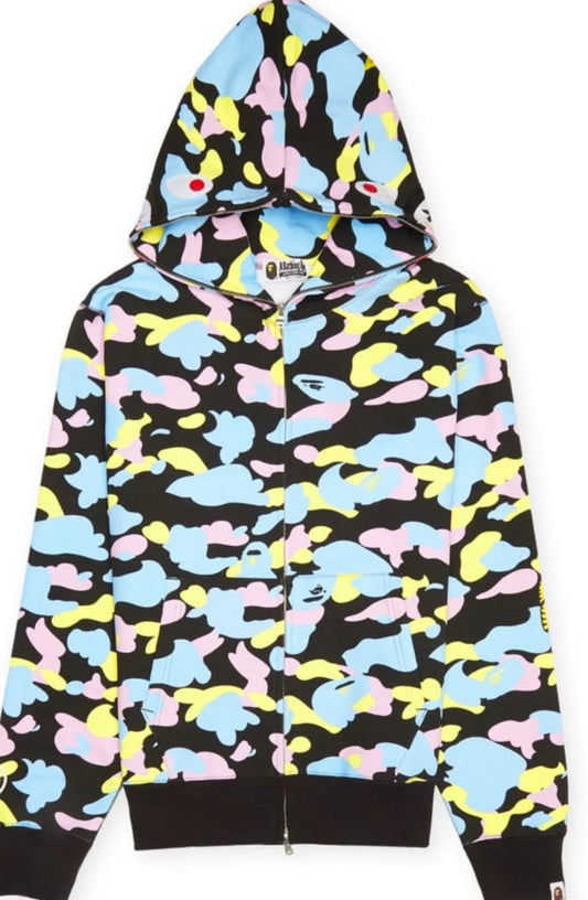 A Bathing Ape New Multi Camo 2nd Shark Full Zip Hooide