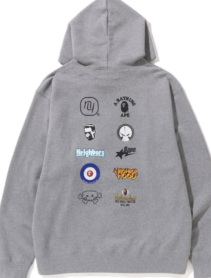 BAPE X NEIGHBOURHOOD RELAXED FIT PULLOVER HOODIE MENS grey