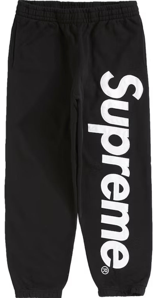 Supreme Satin Appliqué Sweatpants Black