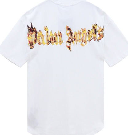 Palm Angels Burning Palm Printed Crewneck T-Shirt White