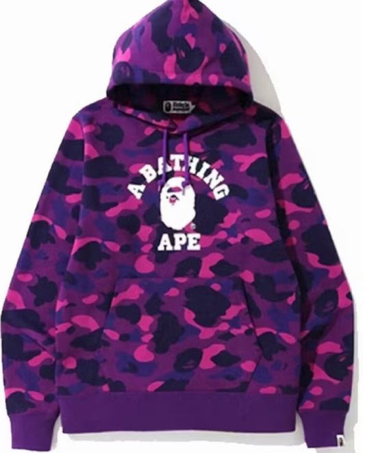 BAPE Color Camo College Pullover Hoodie Purple/Pink