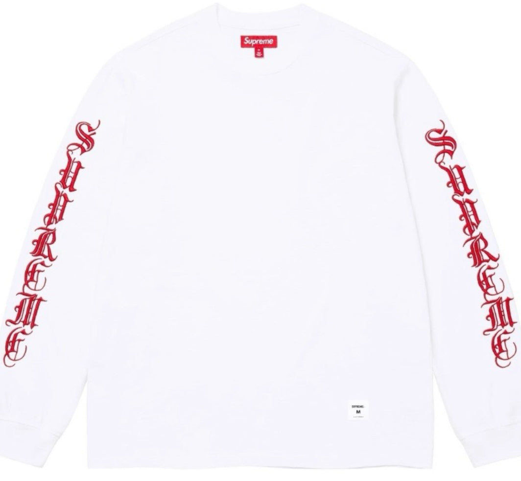 SUPREME FW24 OLD ENGLISH LS TEE WHITE red