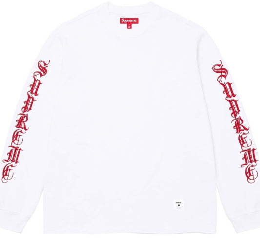 SUPREME FW24 OLD ENGLISH LS TEE WHITE red