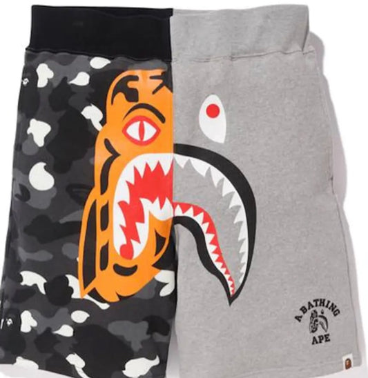 BAPE City Camo Tiger Shark Sweat Shorts Gray