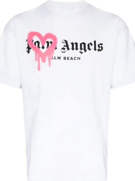 Palm Angels Palm Beach Heart Sprayed Logo T-Shirt White