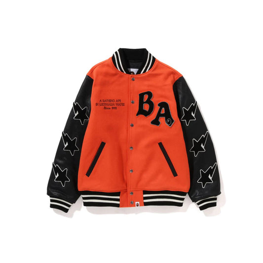 BAPE A Bathing Ape Relaxed Fit Varsity Jacket
Orange