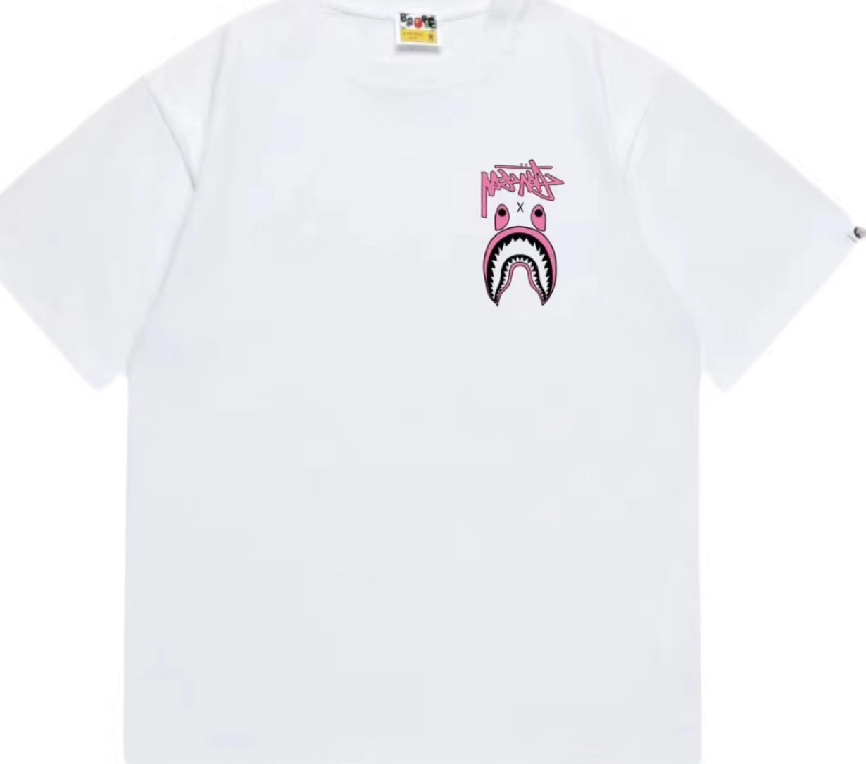 BAPE X STUSSY TEE WHITE PINK