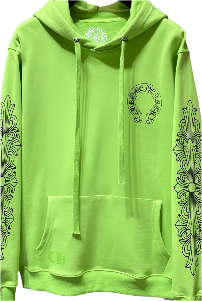 CHROME Heart Lime Green Pullover