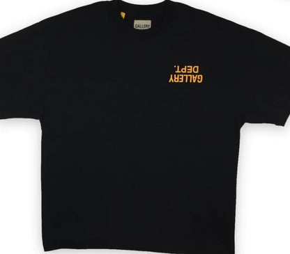 GALLERY DEPT BLACK YELLOW UPSIDE DOWN LOGO TEE