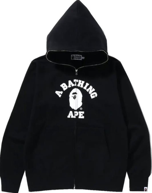 BAPE College Full Zip Hoodie Black