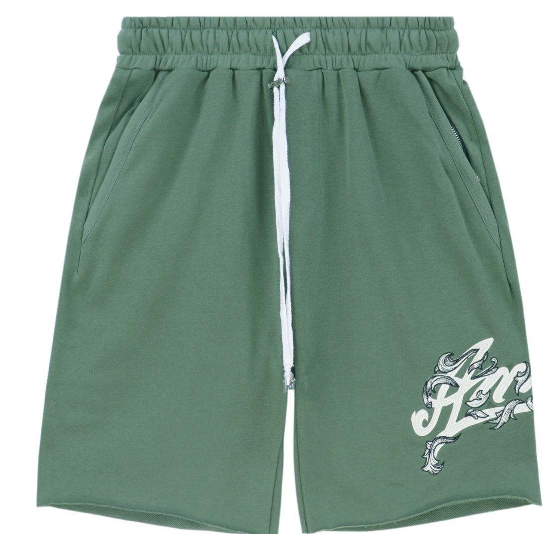 AMIRI GREEN SHORTS FILIGREE LOGO