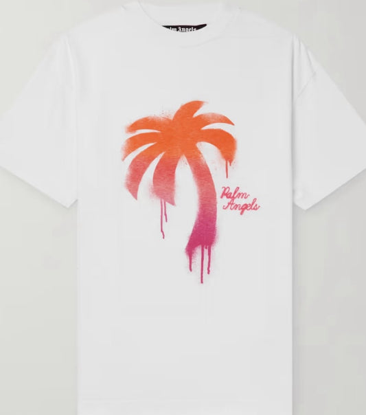 PALM ANGELS Logo-Embroidered Printed Cotton-Jersey T-Shirt White