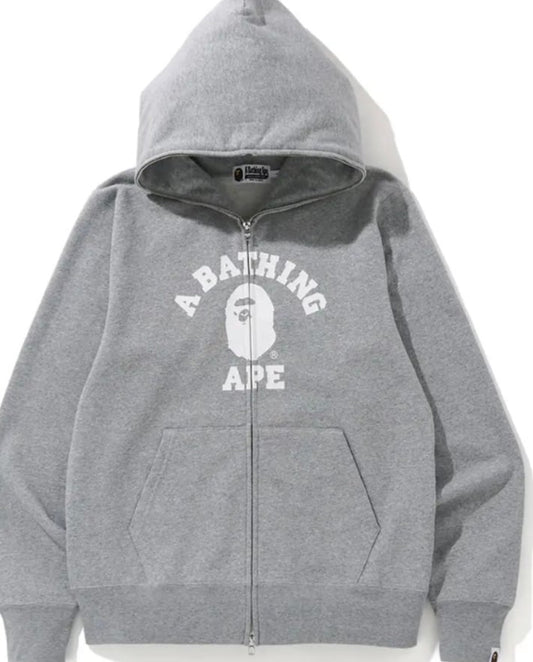 BAPE College Full Zip Hoodie Grey