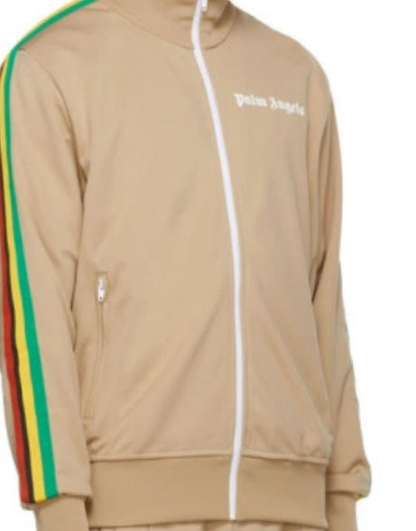 Palm Angels Beige Striped Classic Track Jacket