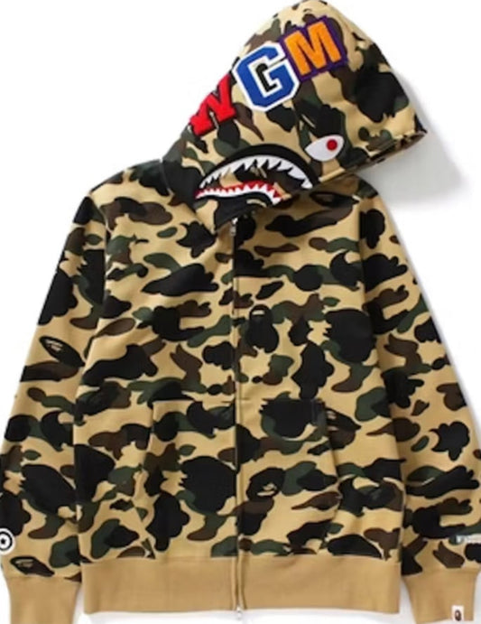 BAPE 1st Camo Windstopper Shark Full Zip Hoodie Yellow