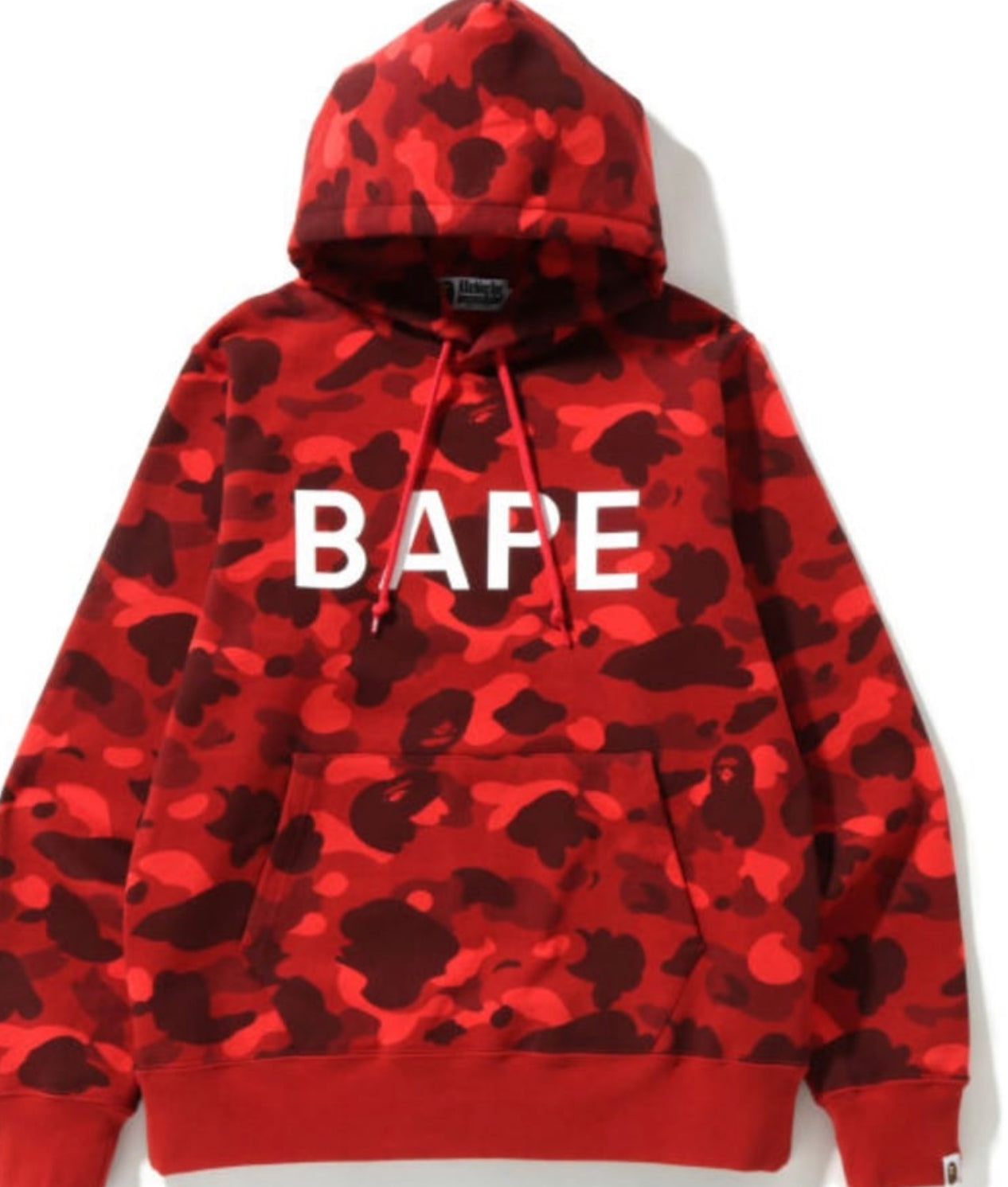 Color Camo BAPE Pullover Hoodie Red