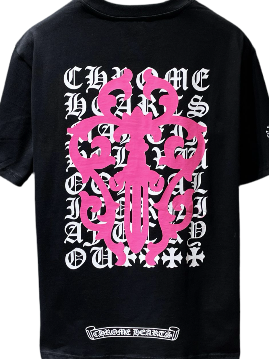 Chrome Heart Black Tee Pink Sword