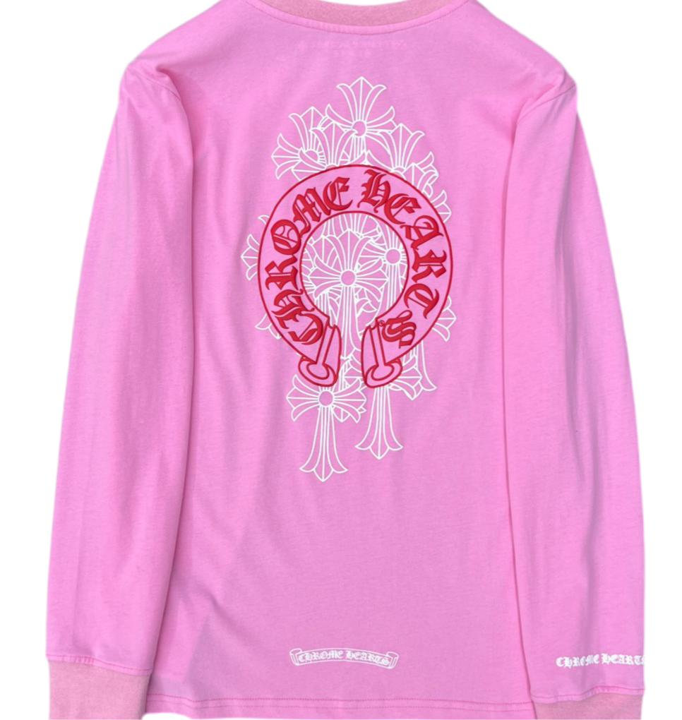 CHROME HEART Pink L/S Red Horseshoe