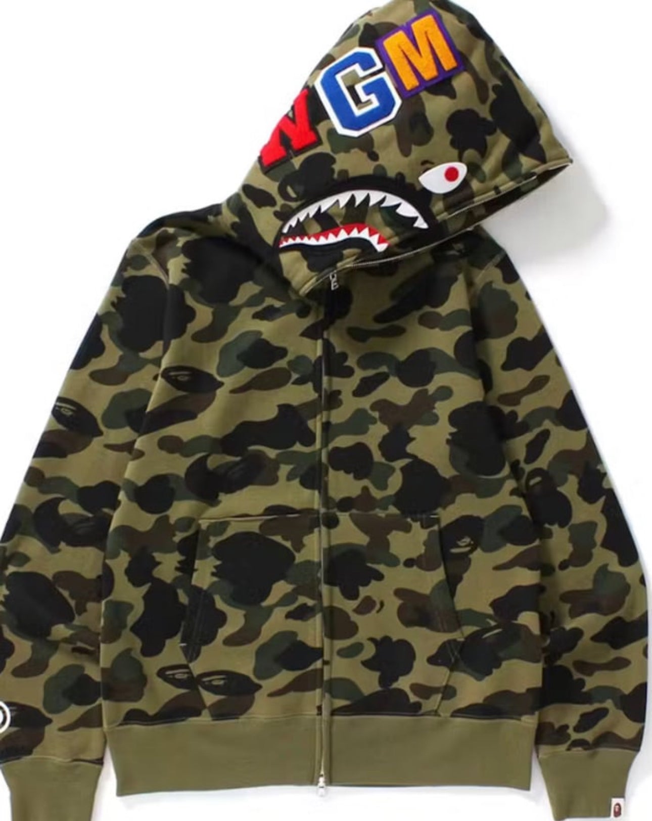 BAPE 1st Camo Shark Full Zip Hoodie Green