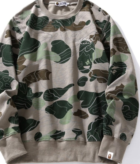 LAYERED LINE CAMO CREWNECK MENS Green