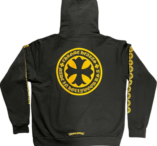 Chrome Hearts Plus Logo Pullover Hoodie Black/Yellow